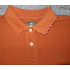 Timberland Men's SZ L Regular Fit Short Sleeve Orange Embroidered Polo Shirt
